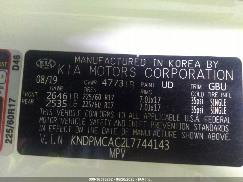 2020 KIA SPORTAGE LX - KNDPMCAC2L7744143