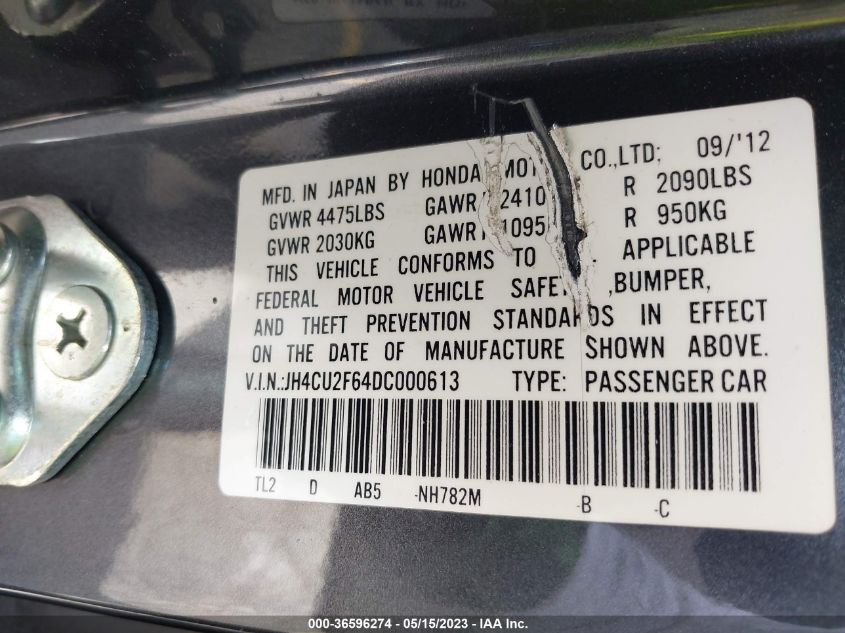 2013 ACURA TSX TECH PKG - JH4CU2F64DC000613