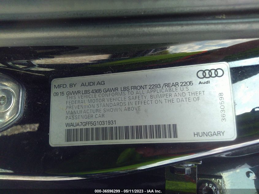 2016 AUDI A3 1.8T PREMIUM - WAUA7GFF5G1031931