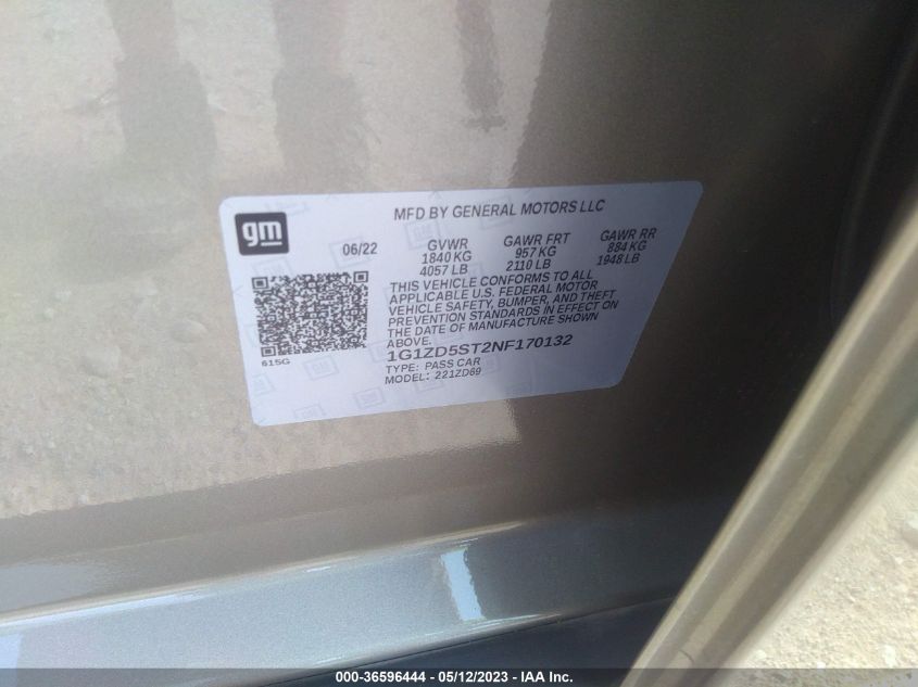 2022 CHEVROLET MALIBU LT - 1G1ZD5ST2NF170132