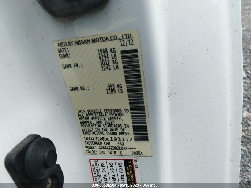 2013 NISSAN ALTIMA 2.5 S - 1N4AL2EP8DC193117