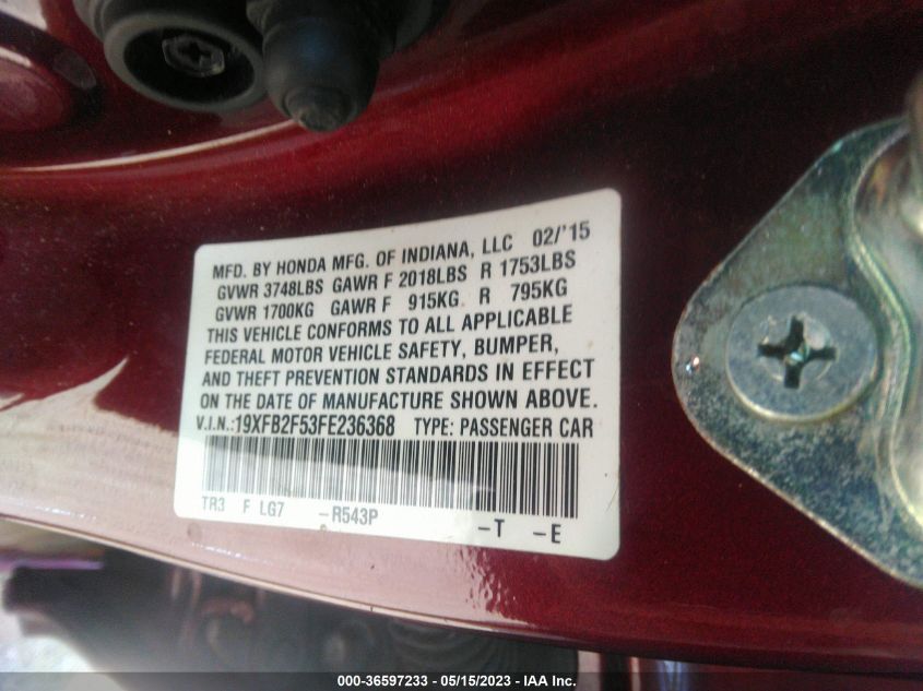 2015 HONDA CIVIC SEDAN LX - 19XFB2F53FE236368