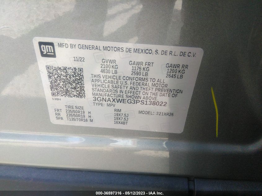 2023 CHEVROLET EQUINOX RS - 3GNAXWEG3PS138022