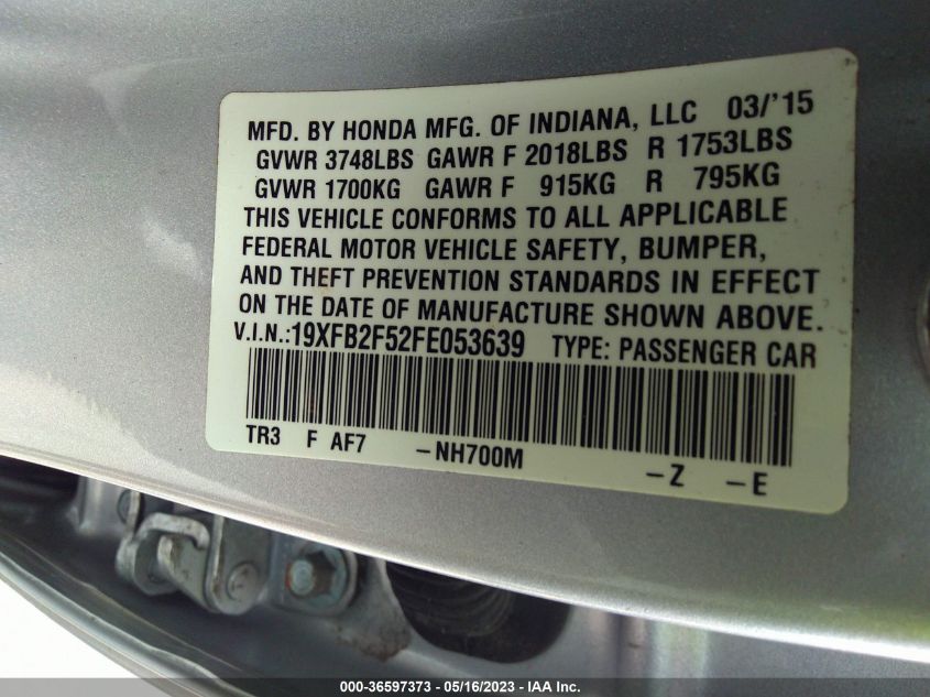 2015 HONDA CIVIC SEDAN LX - 19XFB2F52FE053639