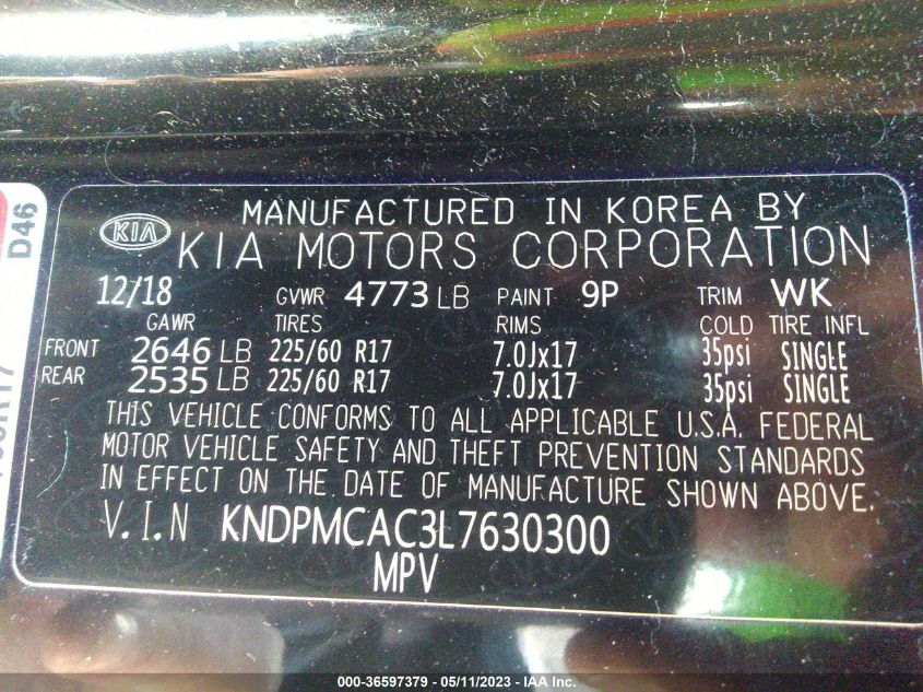 2020 KIA SPORTAGE LX - KNDPMCAC3L7630300