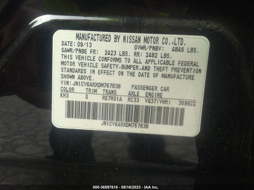 2013 INFINITI G37 SEDAN X - JN1CV6ARXDM767838