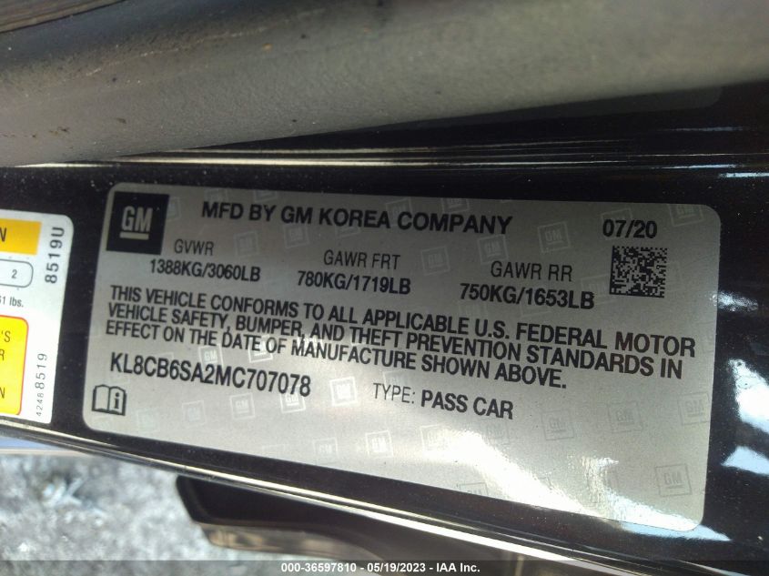 2021 CHEVROLET SPARK LS - KL8CB6SA2MC707078