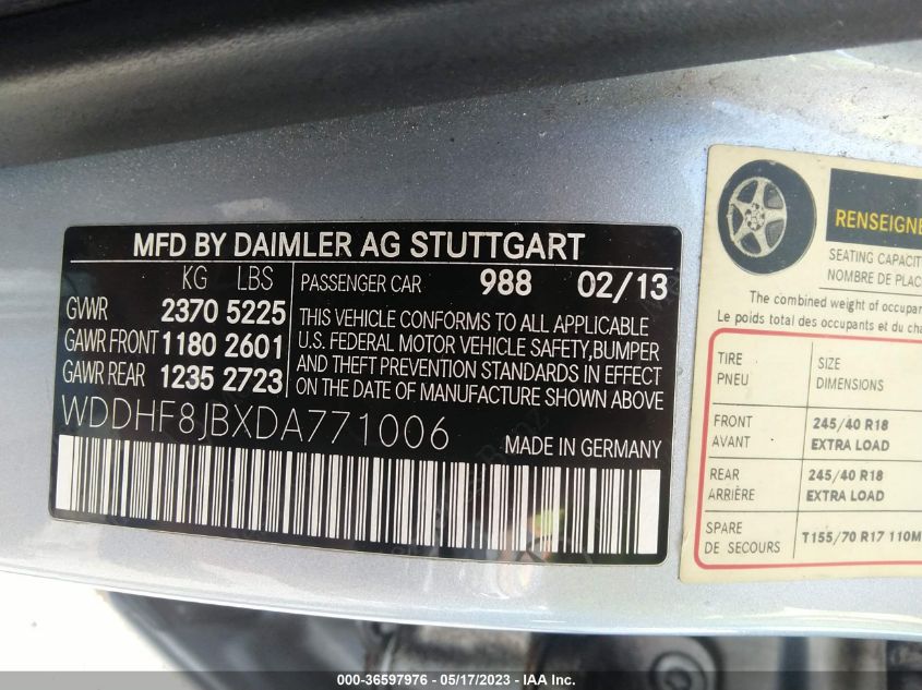 2013 MERCEDES-BENZ E-CLASS E 350 - WDDHF8JBXDA771006