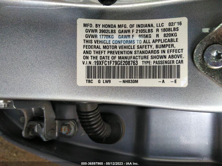 2016 HONDA CIVIC SEDAN EX-L - 19XFC1F79GE208763