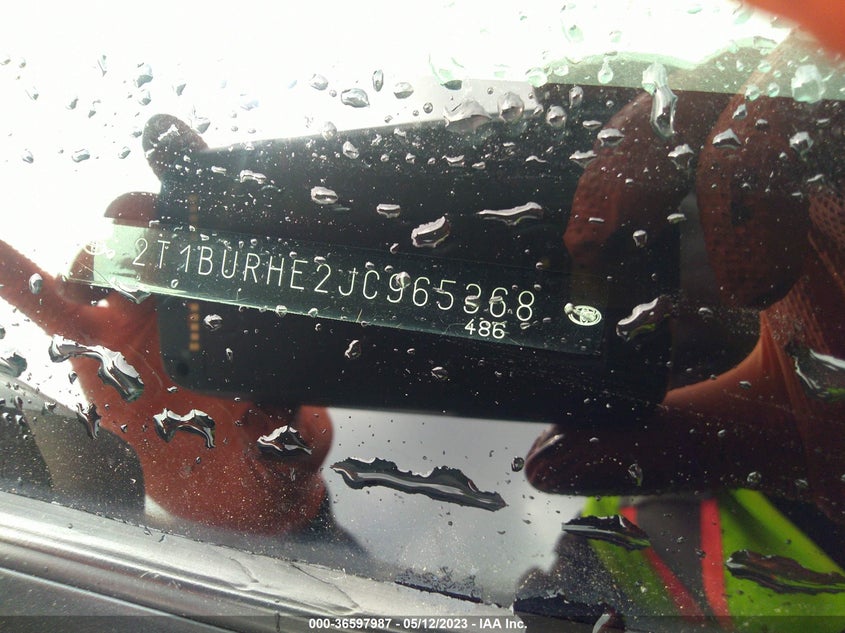 VIN 2T1BURHE2JC965368 2018 TOYOTA COROLLA L/LE/XLE/SE/XSE