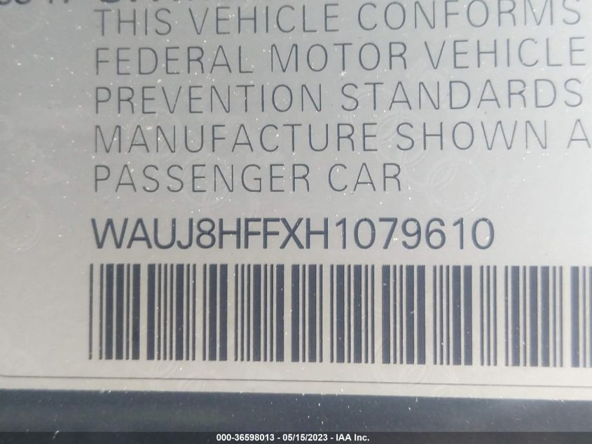 2017 AUDI A3 SEDAN PREMIUM PLUS - WAUJ8HFFXH1079610