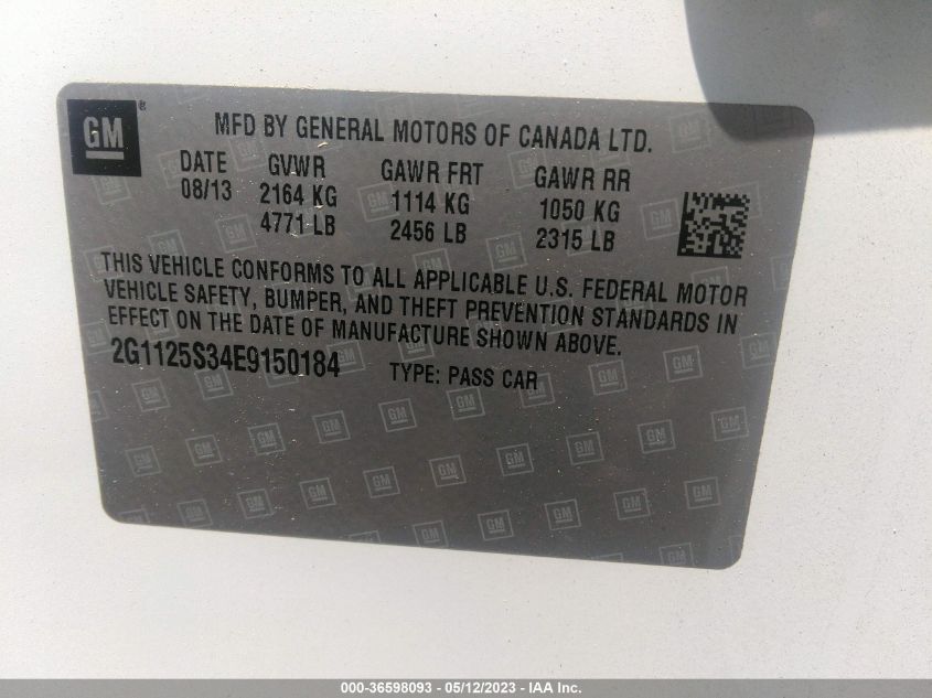 2014 CHEVROLET IMPALA LT - 2G1125S34E9150184