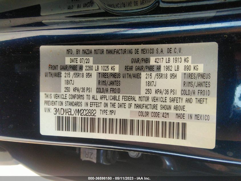 2021 MAZDA CX-30 SELECT - 3MVDMABLXMM202882