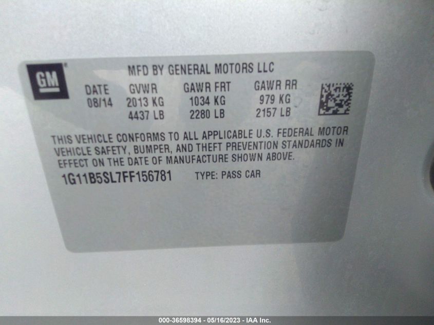 2015 CHEVROLET MALIBU LS - 1G11B5SL7FF156781