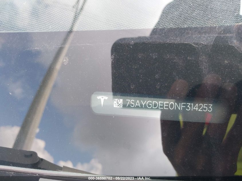 2022 TESLA MODEL Y LONG RANGE - 7SAYGDEE0NF314253