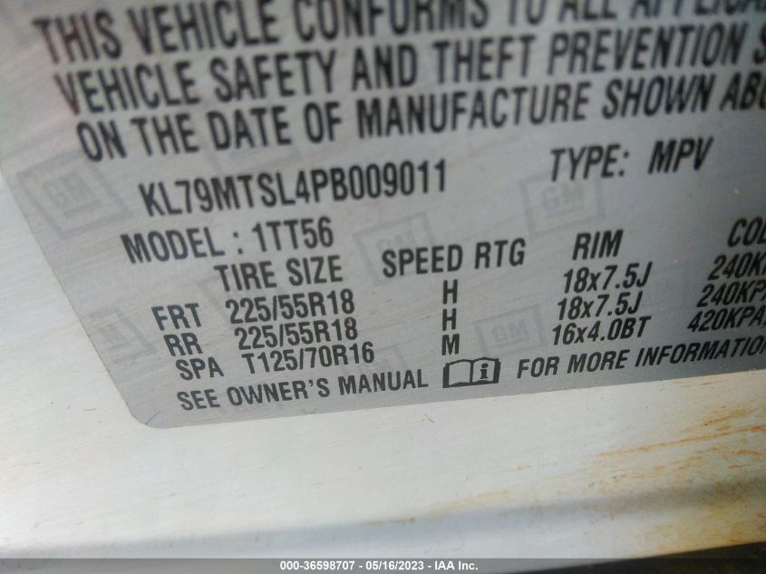 2023 CHEVROLET TRAILBLAZER RS - KL79MTSL4PB009011