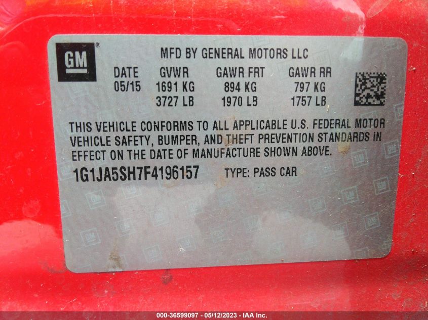 2015 CHEVROLET SONIC LS - 1G1JA5SH7F4196157