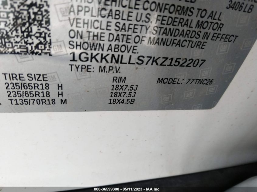 2019 GMC ACADIA SLE - 1GKKNLLS7KZ152207
