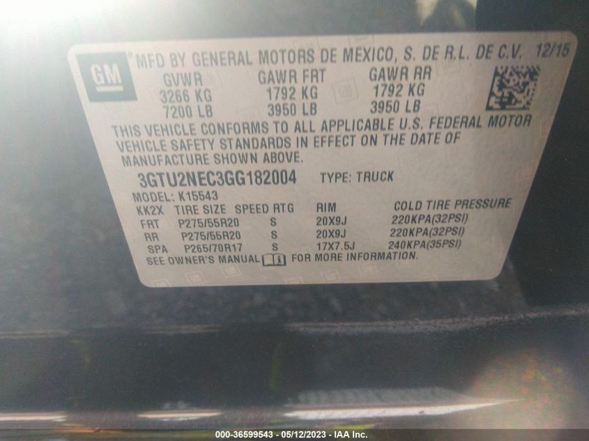 2016 GMC SIERRA 1500 SLT - 3GTU2NEC3GG182004