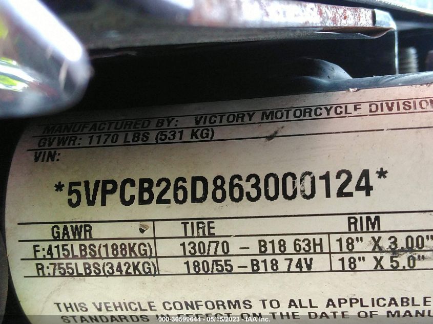 2006 VICTORY MOTORCYCLES KINGPIN 5VPCB26D863000124