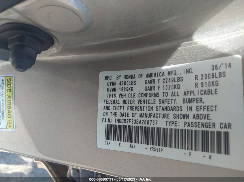 2014 HONDA ACCORD SEDAN LX - 1HGCR2F33EA268737