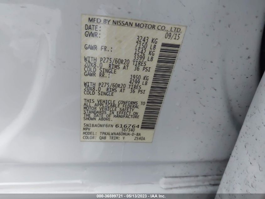 2015 NISSAN ARMADA PLATINUM - 5N1BA0NF6FN616764