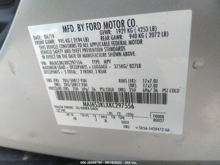 2019 FORD ECOSPORT TITANIUM - MAJ6S3KLXKC297556