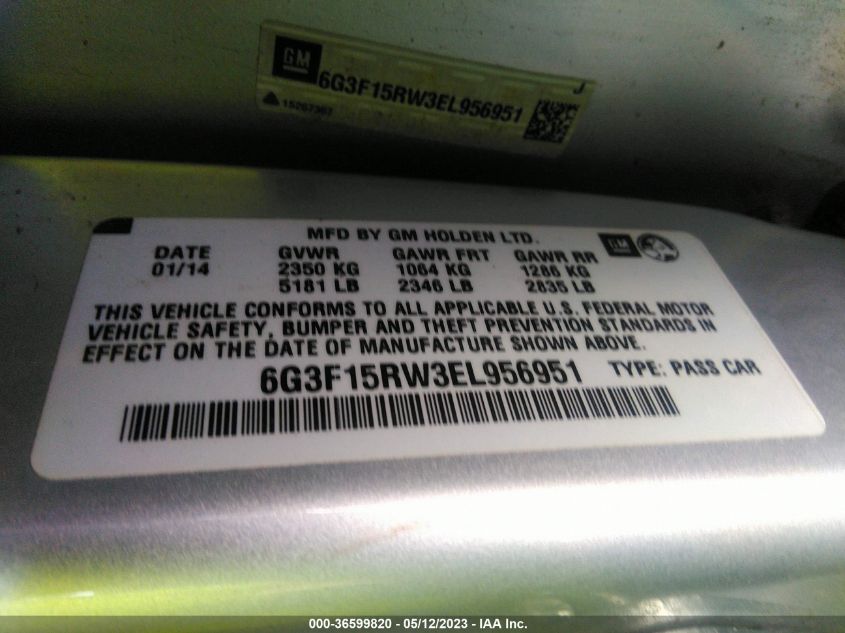 2014 CHEVROLET SS 6G3F15RW3EL956951