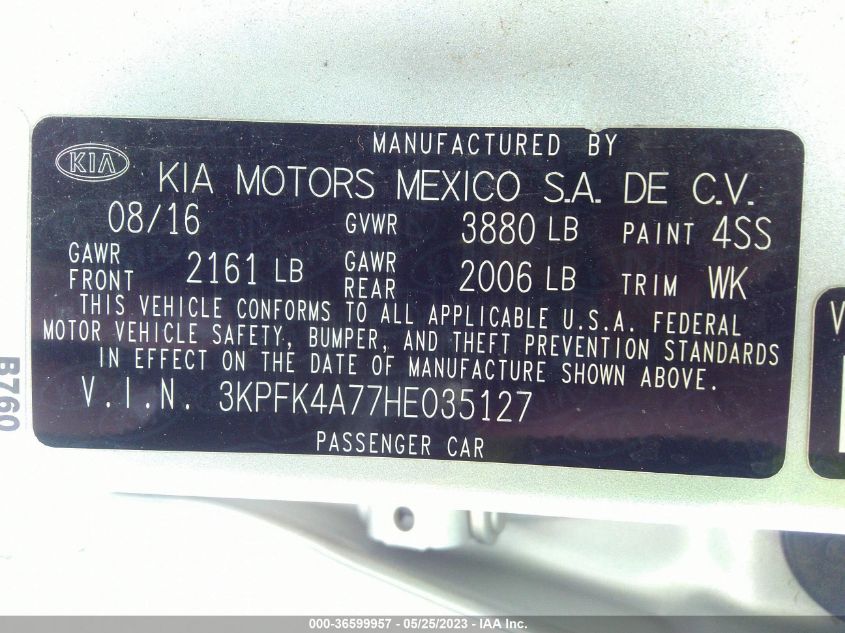 2017 KIA FORTE LX - 3KPFK4A77HE035127