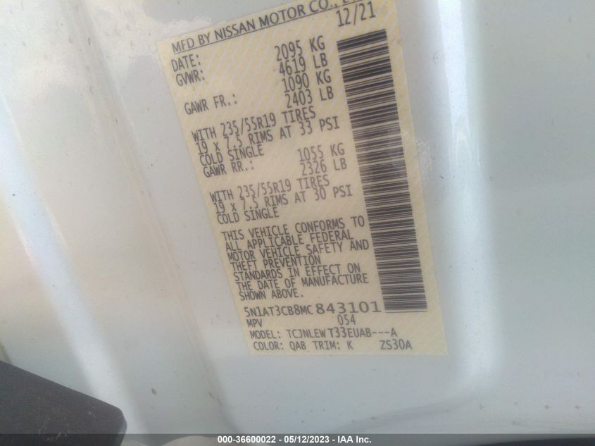 2021 NISSAN ROGUE SL - 5N1AT3CB8MC843101