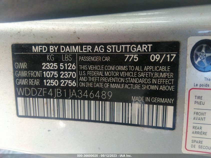 2018 MERCEDES-BENZ E-CLASS E 300 - WDDZF4JB1JA346489