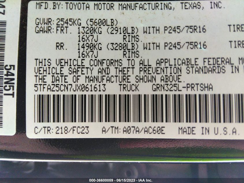 2018 TOYOTA TACOMA SR5/TRD SPORT - 5TFAZ5CN7JX061613