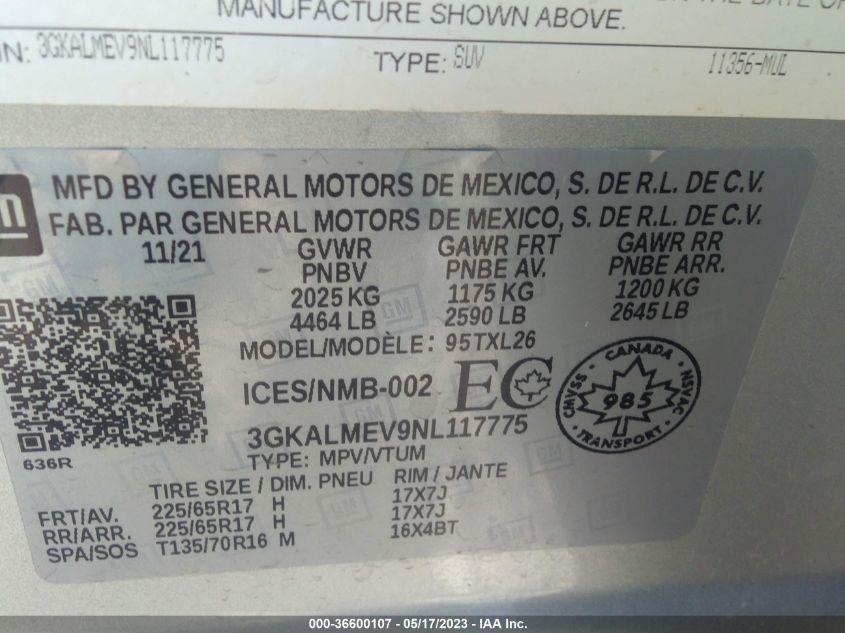 2022 GMC TERRAIN SLE - 3GKALMEV9NL117775