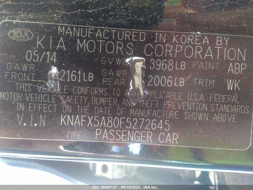 2015 KIA FORTE 5-DOOR EX - KNAFX5A80F5272645