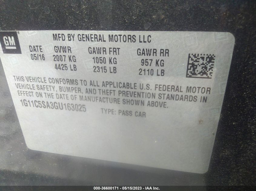 2016 CHEVROLET MALIBU LIMITED LT - 1G11C5SA3GU163025