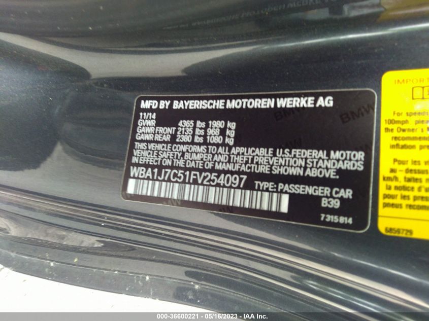 2015 BMW 2 SERIES M235I - WBA1J7C51FV254097