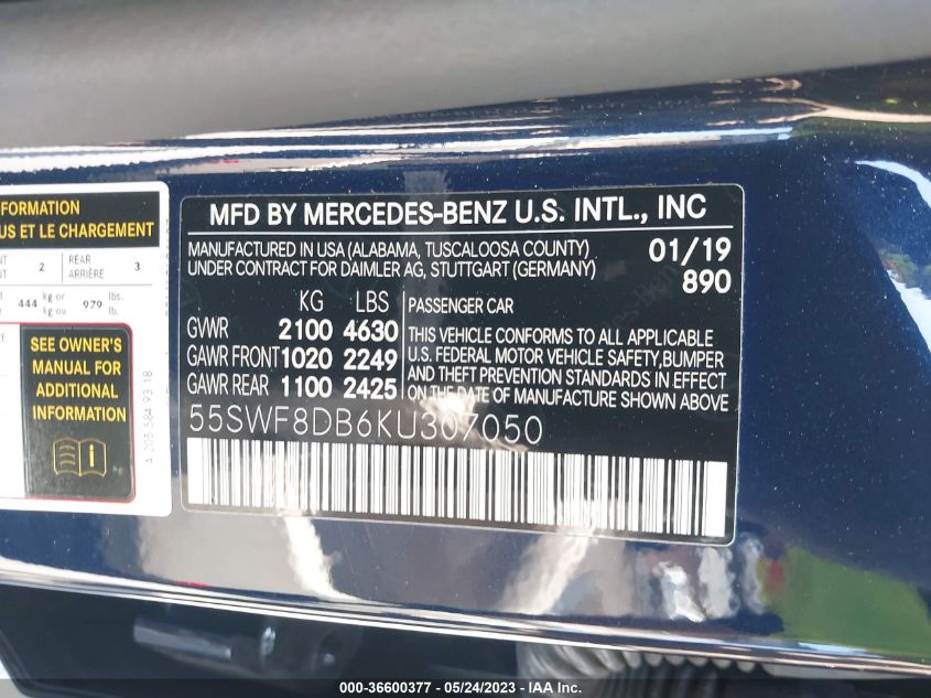 2019 MERCEDES-BENZ C-CLASS C 300 - 55SWF8DB6KU307050