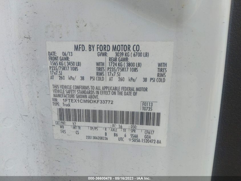 2013 FORD F-150 STX - 1FTEX1CM9DKF33772