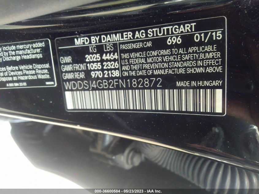 2015 MERCEDES-BENZ CLA-CLASS CLA 250 - WDDSJ4GB2FN182872