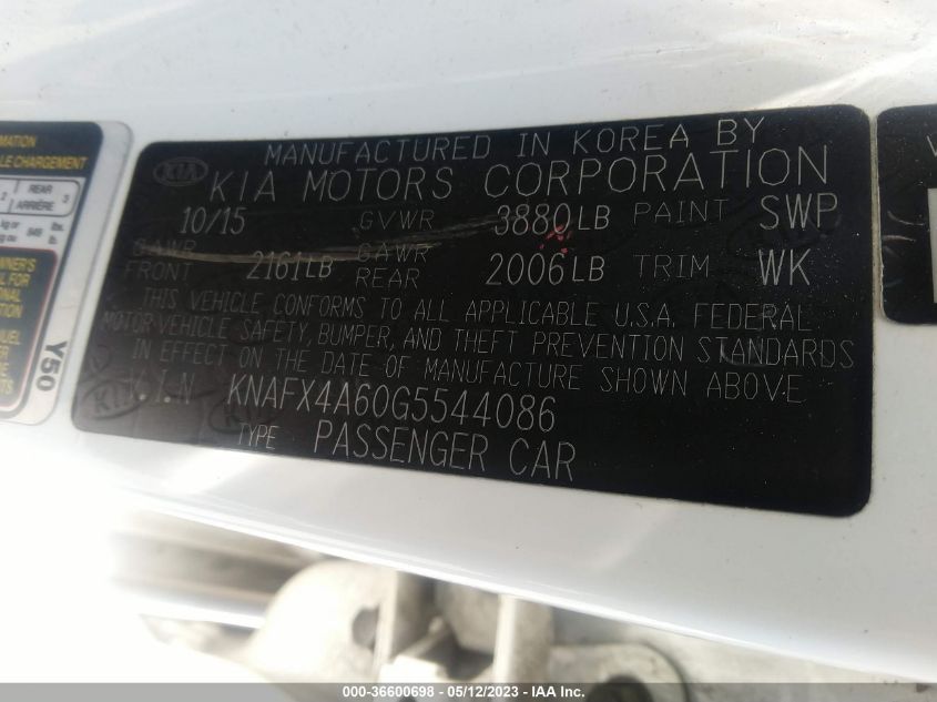 2016 KIA FORTE LX - KNAFX4A60G5544086