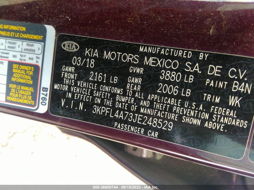 2018 KIA FORTE LX - 3KPFL4A73JE248529