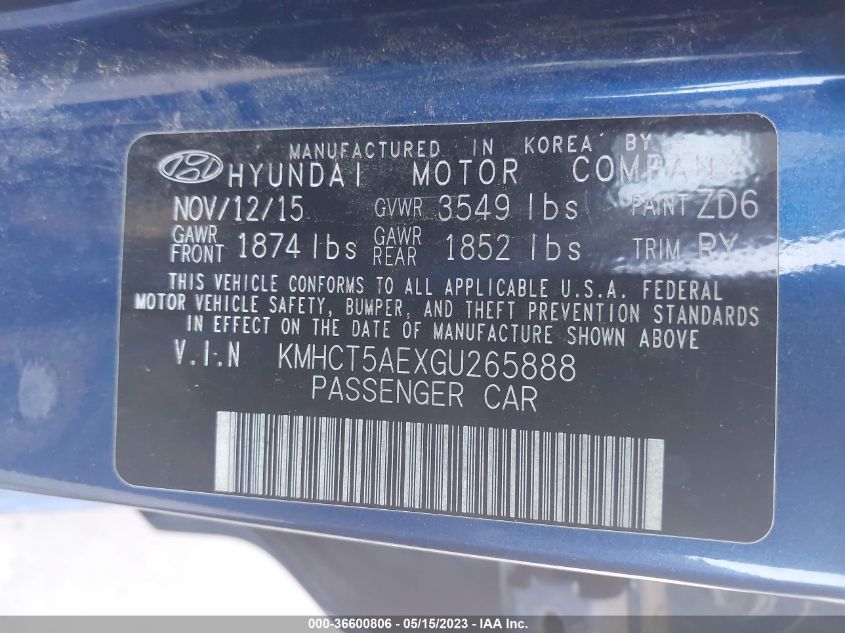 2016 HYUNDAI ACCENT SE - KMHCT5AEXGU265888