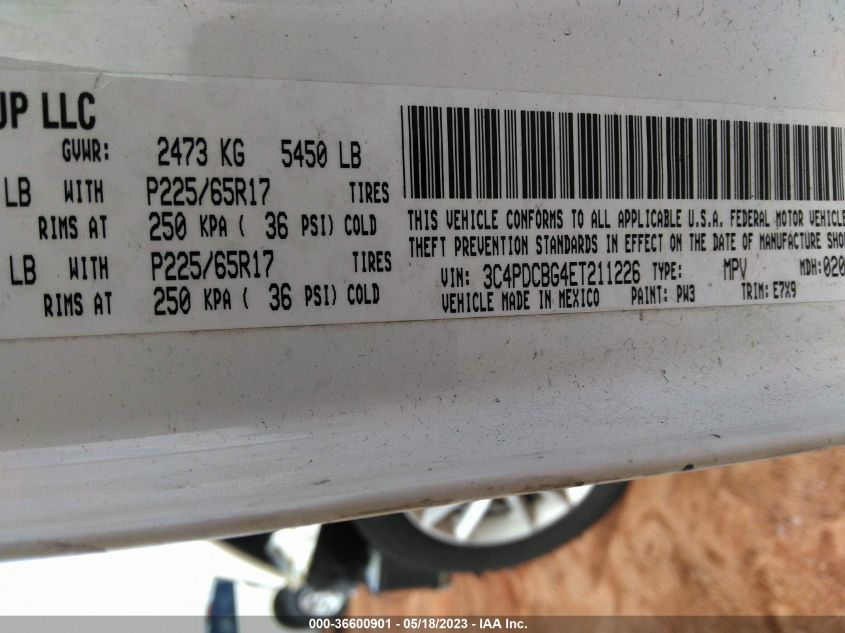 2014 DODGE JOURNEY SXT - 3C4PDCBG4ET211226