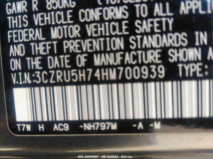 2017 HONDA HR-V EX-L NAVI - 3CZRU5H74HM700939