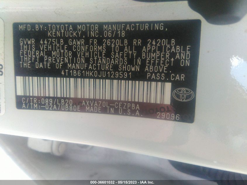 2018 TOYOTA CAMRY XSE - 4T1B61HK0JU129591