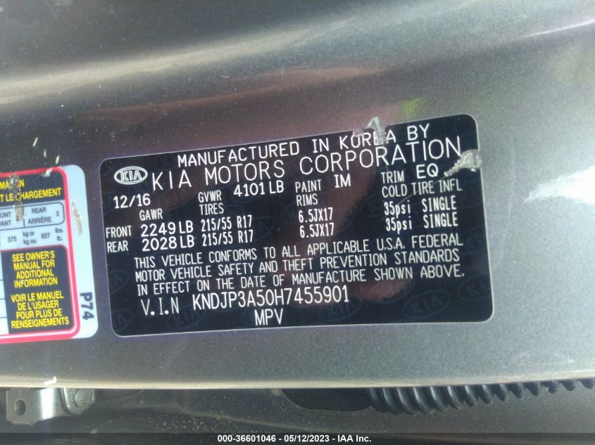 2017 KIA SOUL + - KNDJP3A50H7455901