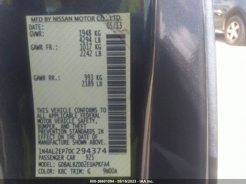 2013 NISSAN ALTIMA 2.5 S - 1N4AL2EP7DC294374
