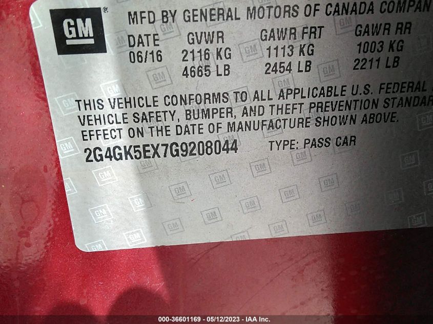2016 BUICK REGAL - 2G4GK5EX7G9208044