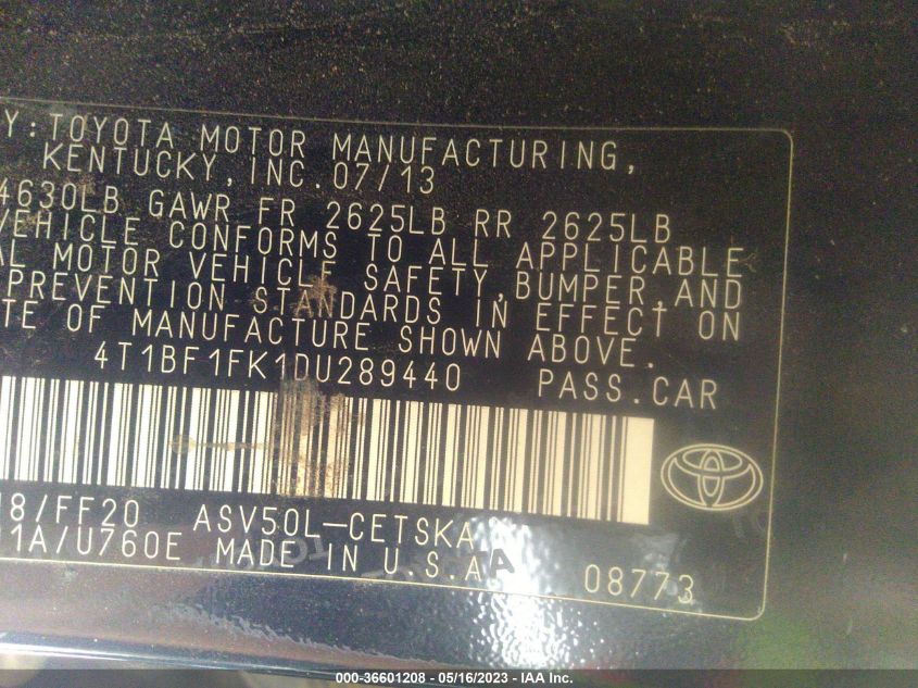 2013 TOYOTA CAMRY SE - 4T1BF1FK1DU289440
