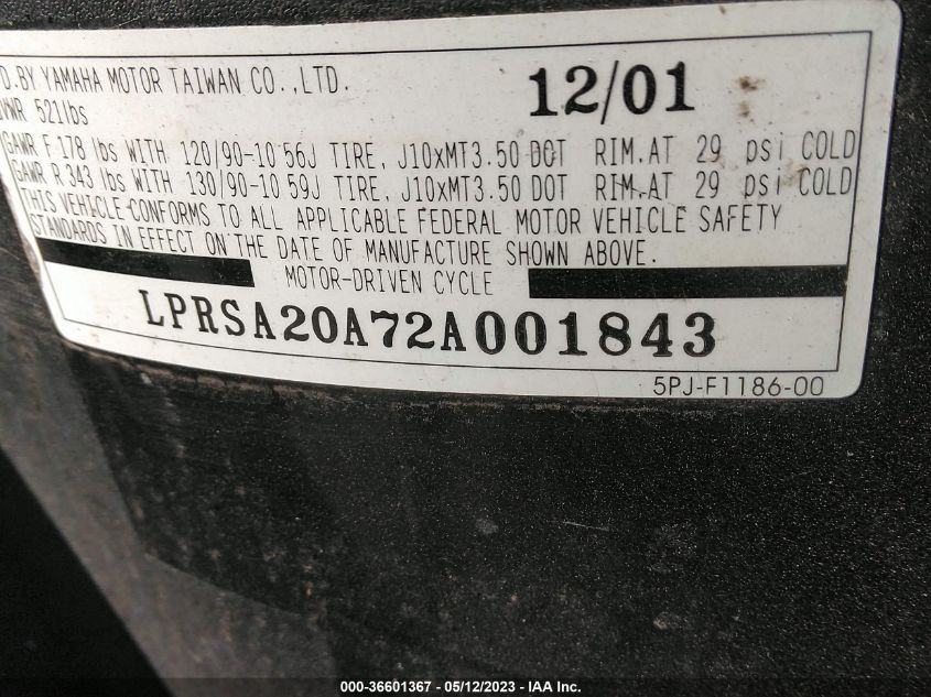 2002 YAMAHA YW50 AP ZUMA - LPRSA20A82A005111